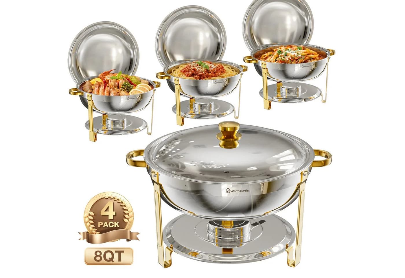 Warmounts Buffetwärmer 4-tlg. 7,6L Edelstahl Silber/Gold - Bild 2