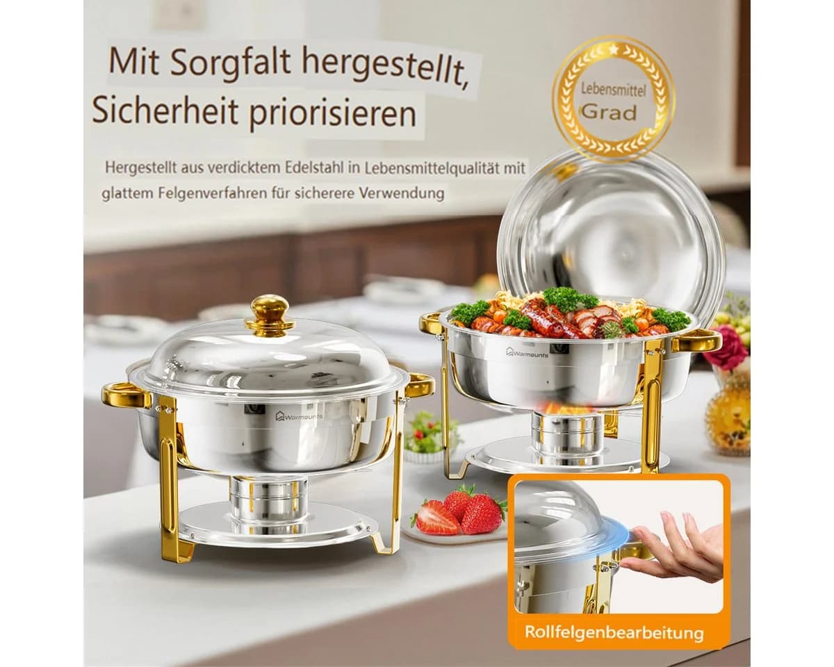 Warmounts Buffetwärmer 4-tlg. 7,6L Edelstahl Silber/Gold - Bild 3