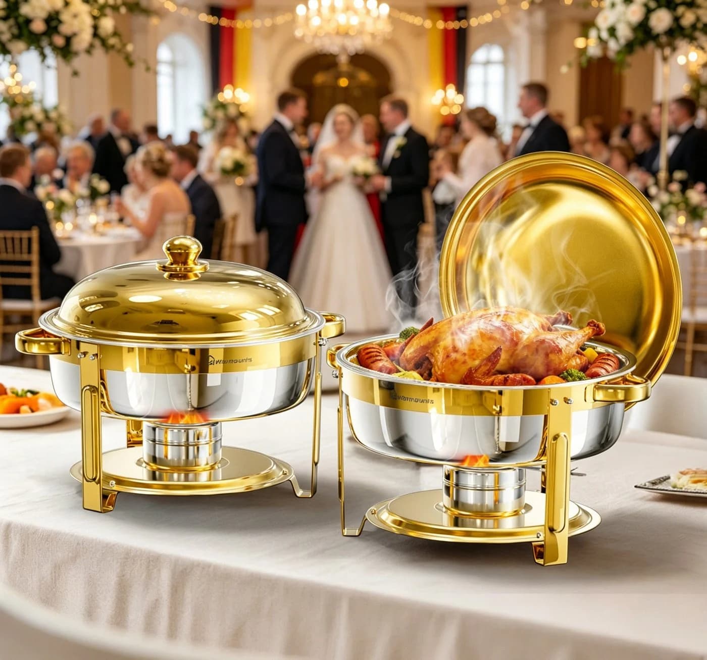 Warmounts Buffetwärmer 2-tlg. 6,2L Edelstahl Gold