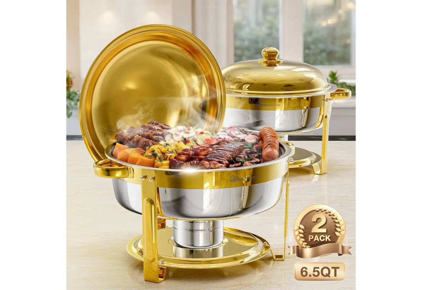 Warmounts Buffetwärmer 2-tlg. 6,2L Edelstahl Gold - Bild 2