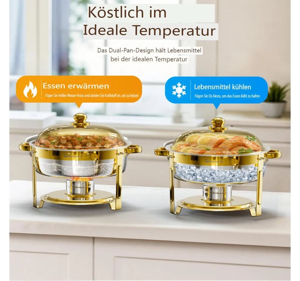 Warmounts Buffetwärmer 2-tlg. 6,2L Edelstahl Gold - Bild 3