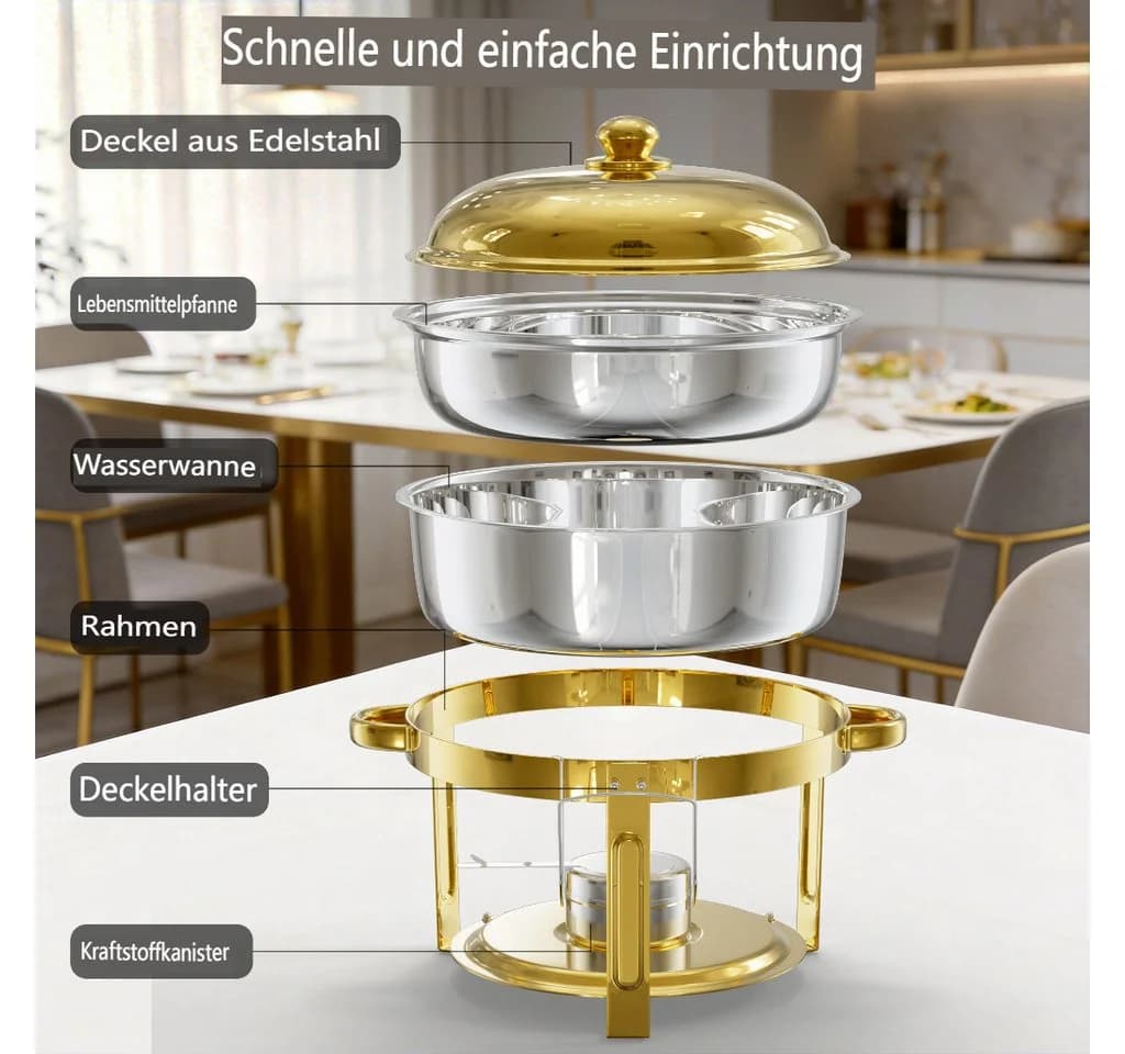 Warmounts Buffetwärmer 2-tlg. 6,2L Edelstahl Gold - Bild 4