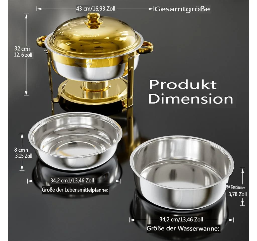Warmounts Buffetwärmer 2-tlg. 6,2L Edelstahl Gold - Bild 5