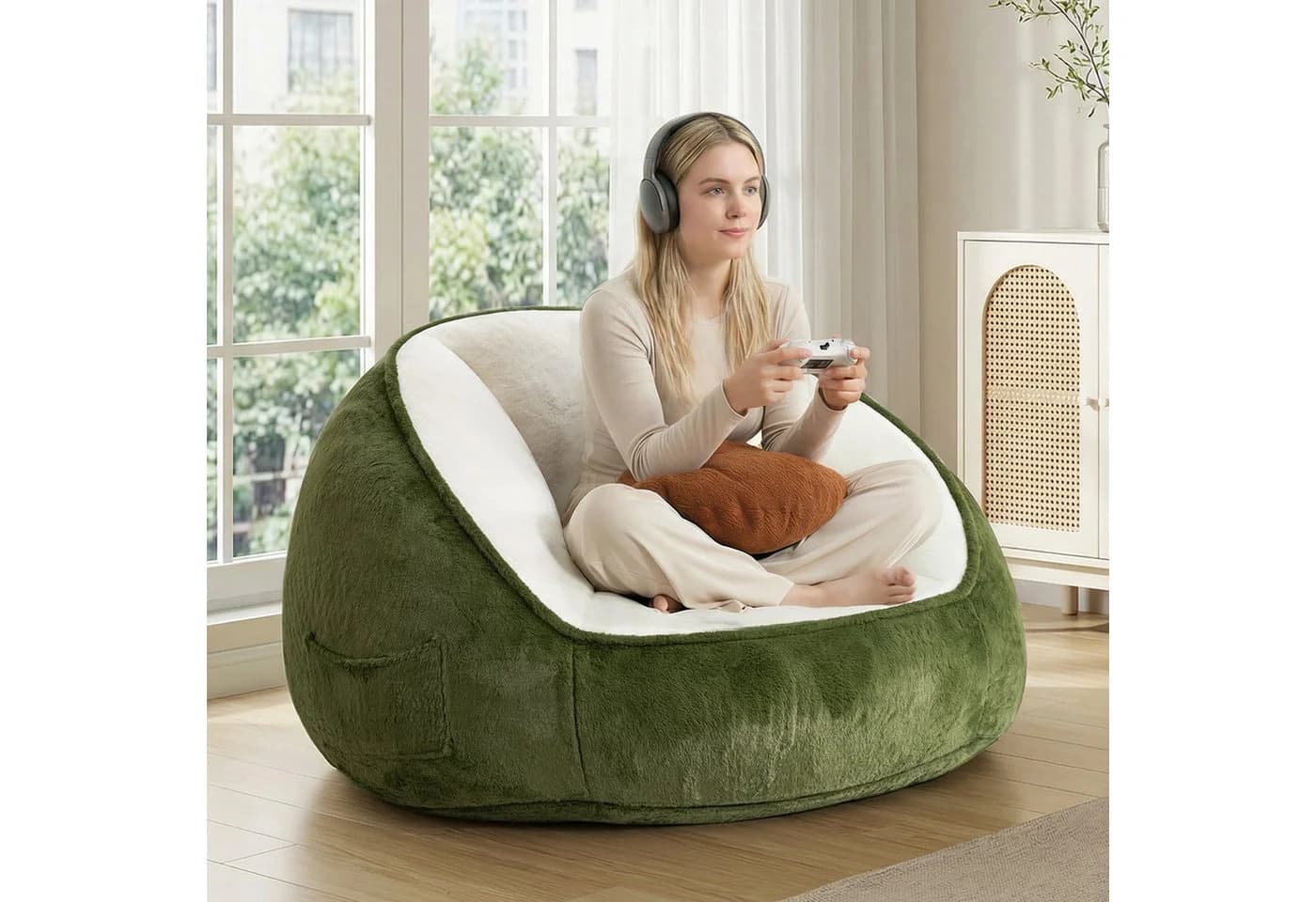 Insma Sitzsack XL 120cm Avocadogrün mit Kissen - Bild 2