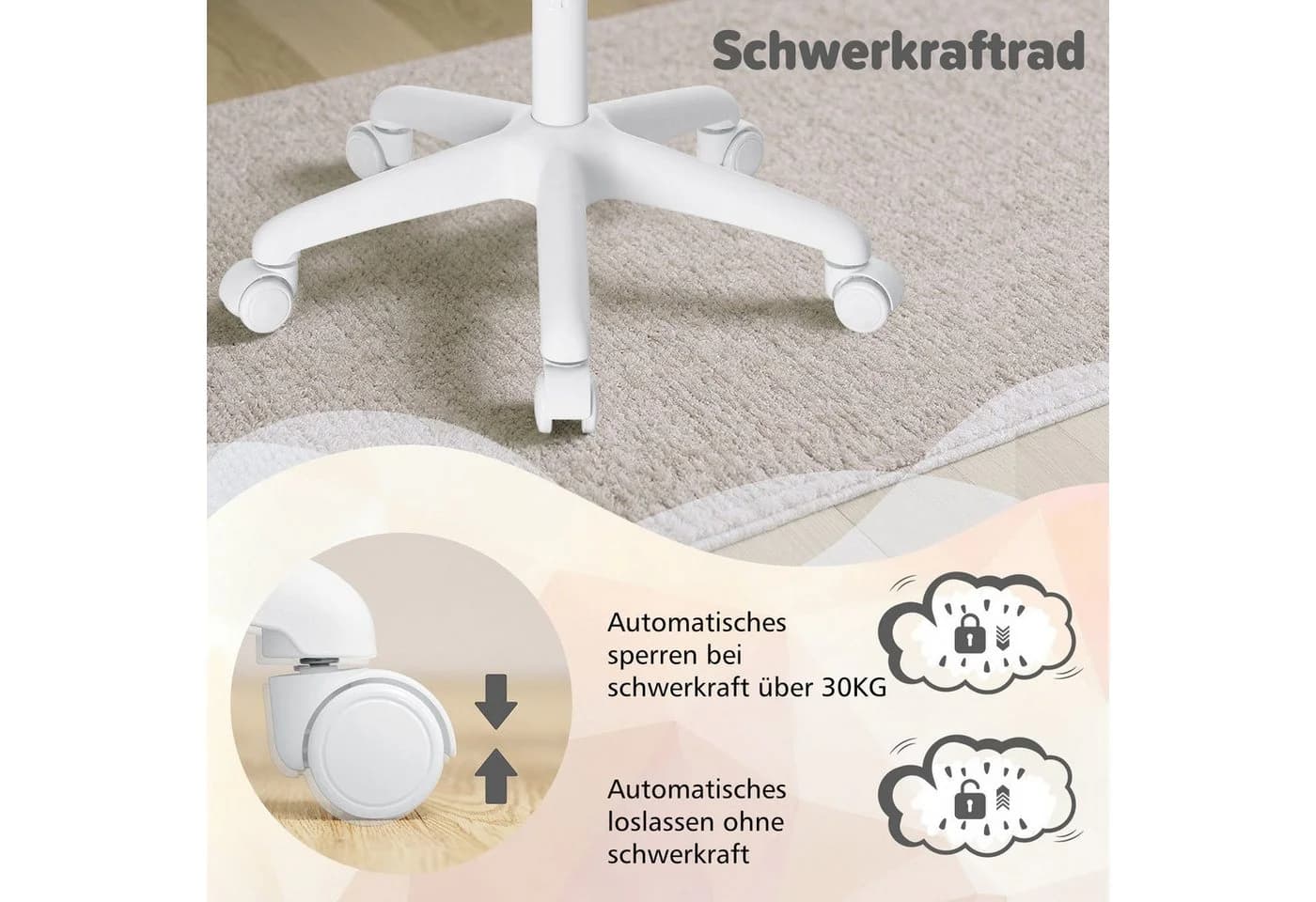 Insma Kinder-Drehstuhl ergonomisch höhenverstellbar mit Fußstütze blau - Bild 5