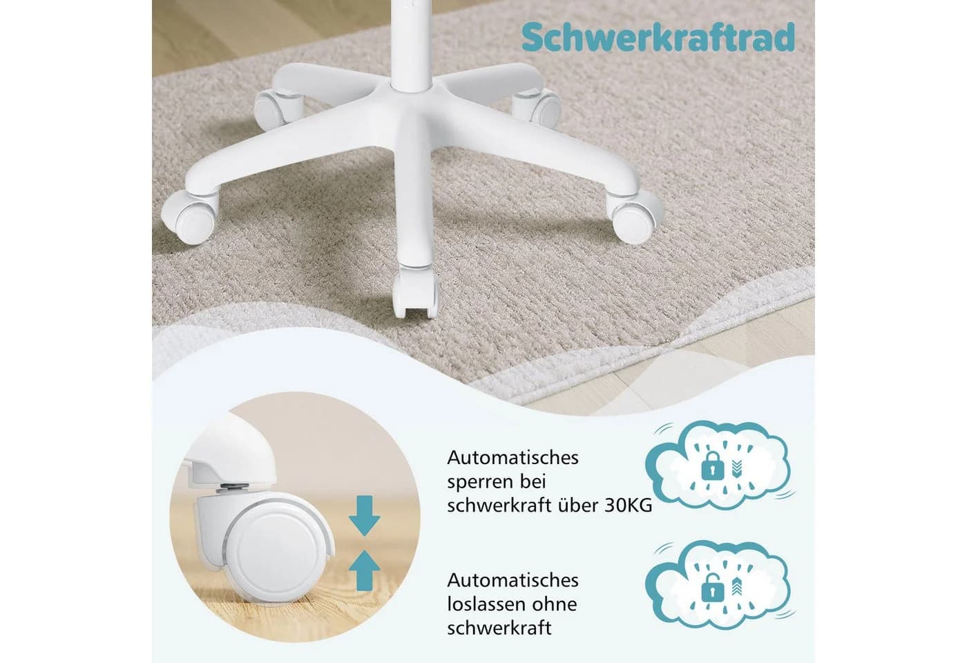 Insma Kinder-Drehstuhl blau höhenverstellbar mit klappbaren Armlehnen - Bild 5