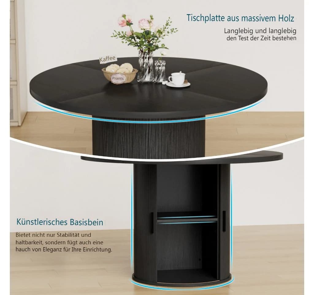 MECO Runder Esstisch mit Stauraum und Schiebetür - Bild 3