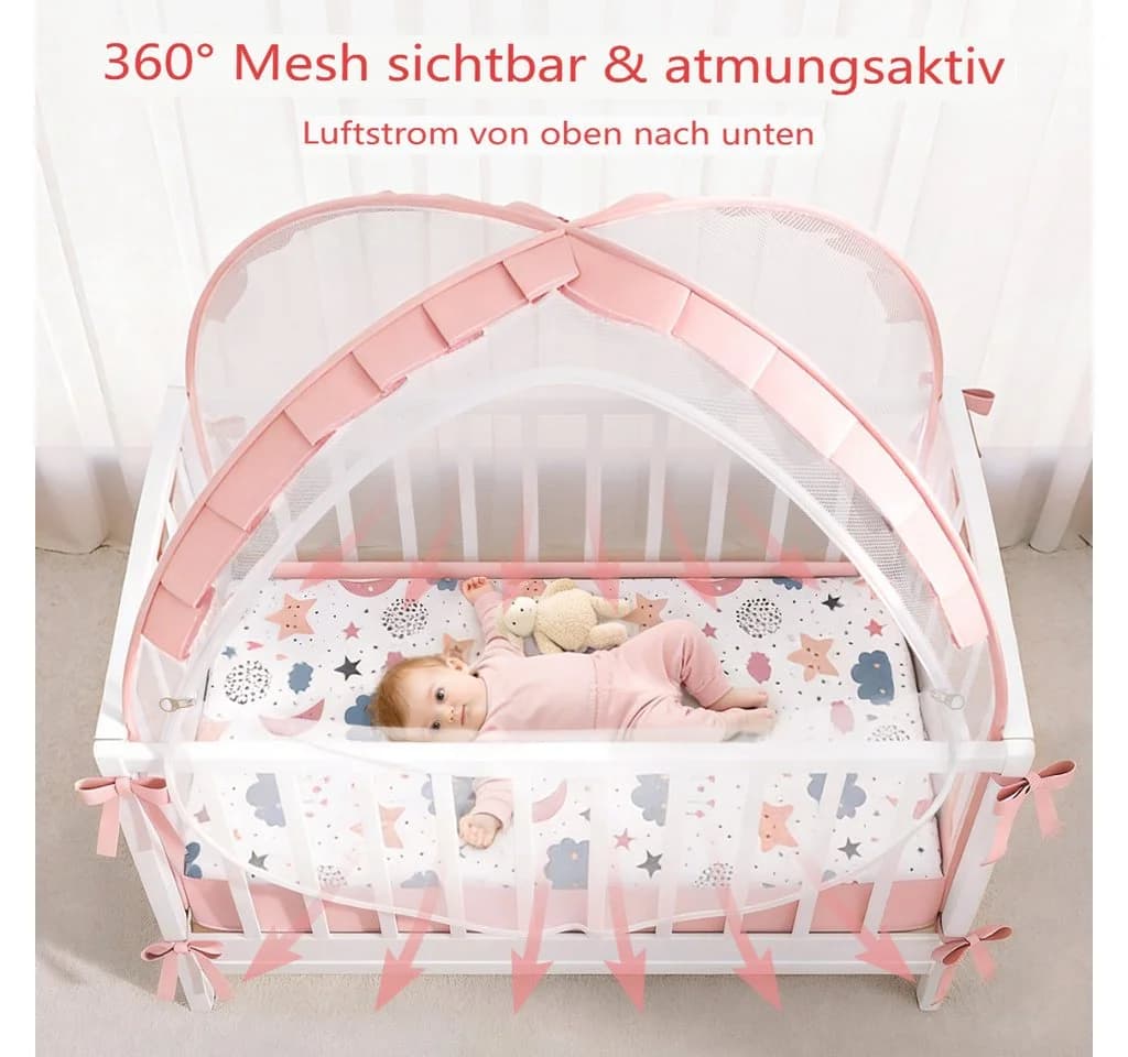 CAVEEN Betthimmel Rosa Moskitonetz Faltbar