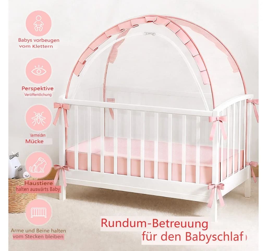 CAVEEN Betthimmel Rosa Moskitonetz Faltbar - Bild 3