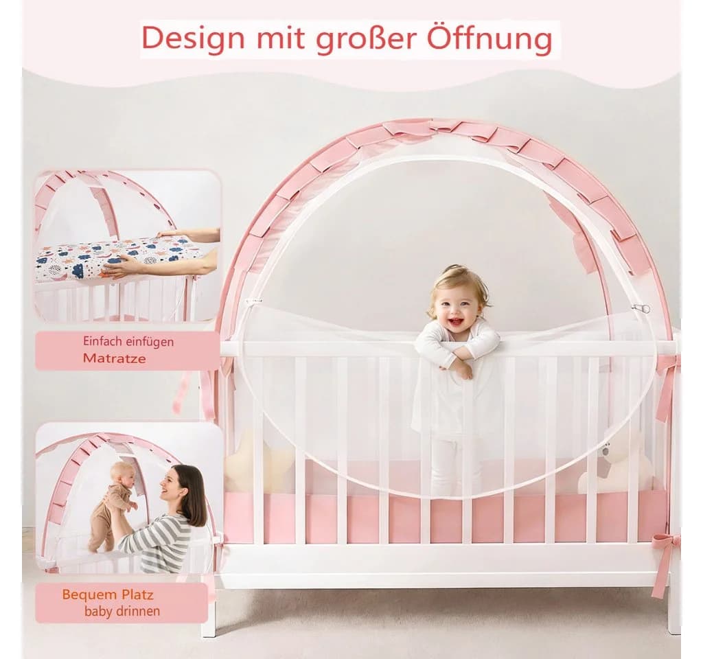 CAVEEN Betthimmel Rosa Moskitonetz Faltbar - Bild 4