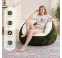 Insma Sitzsack Beanbag Sessel mit Rückenlehne Grün Kunstfell Bild 4