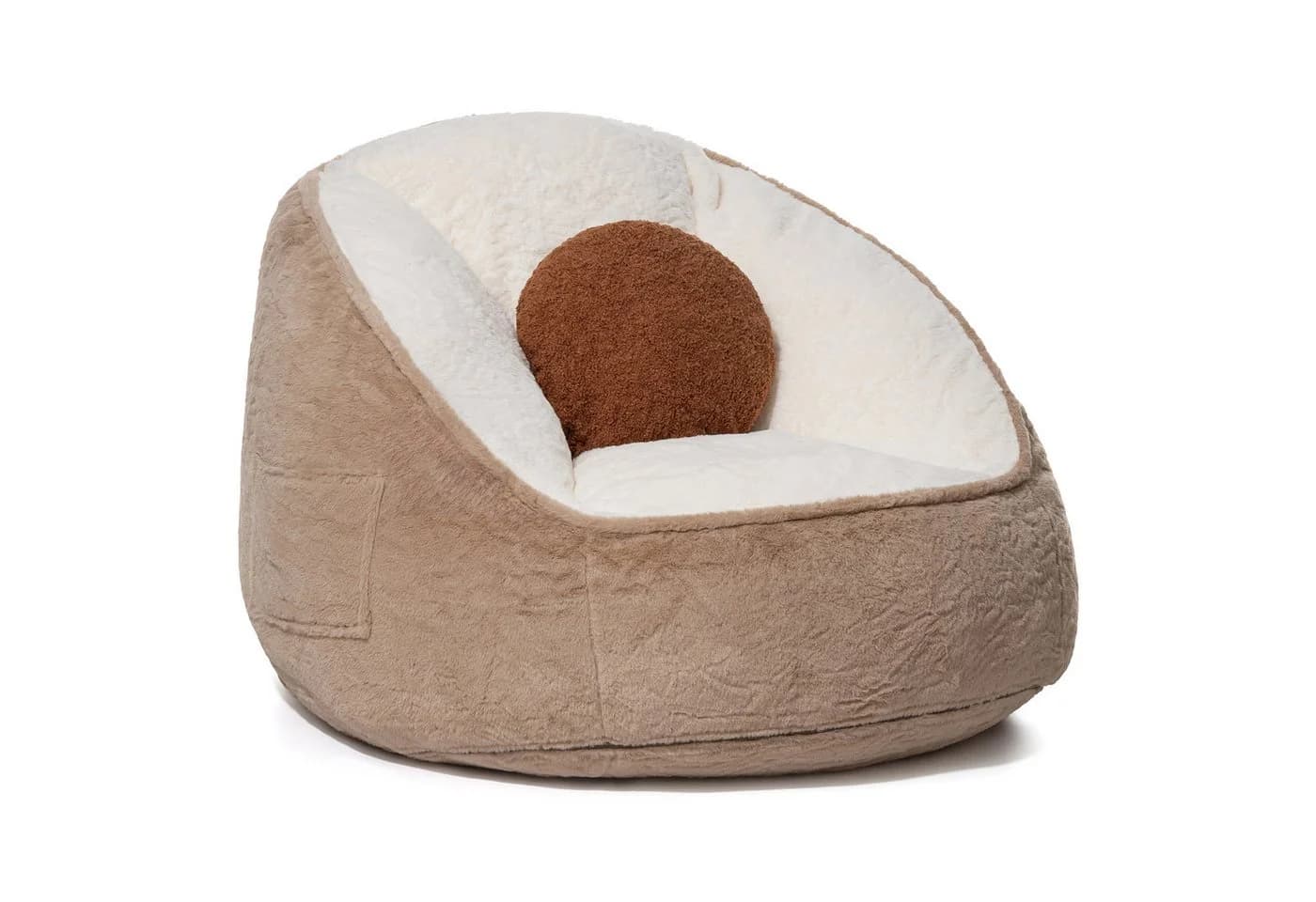 Insma Sitzsack Beanbag Sessel mit Rückenlehne Kunstfell Braun - Bild 2