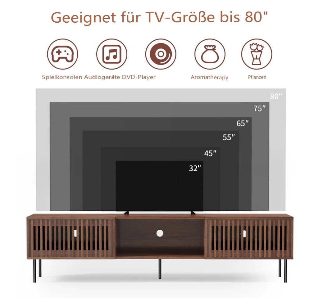 Insma Lowboard TV-Schrank Walnuss MidCentury Modern