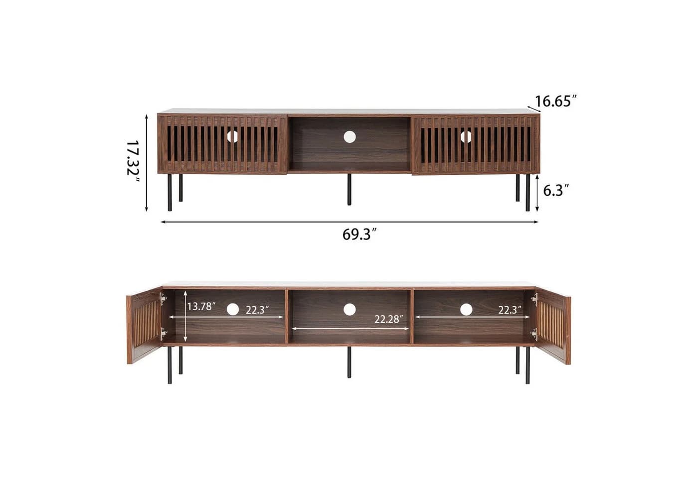 Insma Lowboard TV-Schrank Walnuss MidCentury Modern - Bild 5