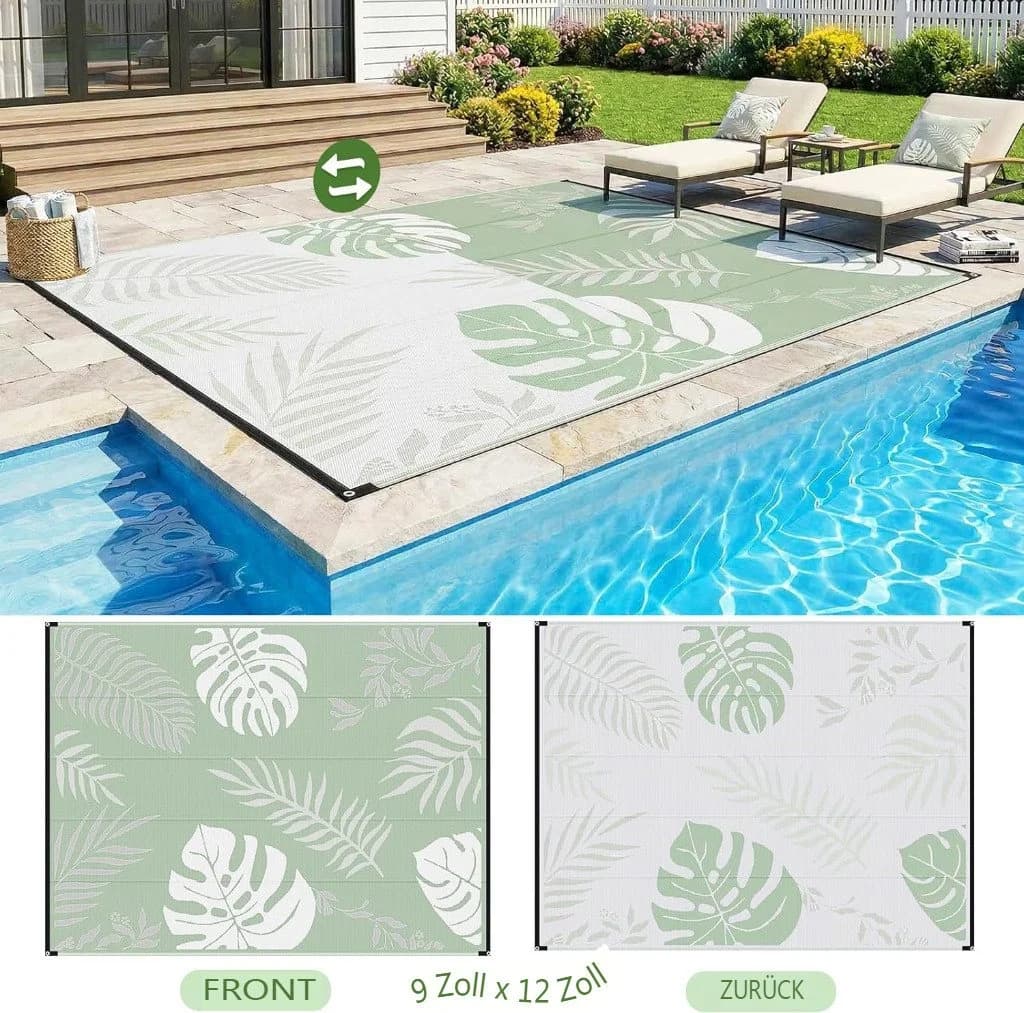GOTGELIF Outdoorteppich Grün Boho-Stil Wetterfest