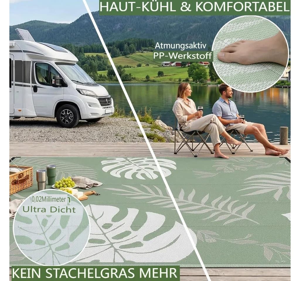 GOTGELIF Outdoorteppich Grün Boho-Stil Wetterfest - Bild 3