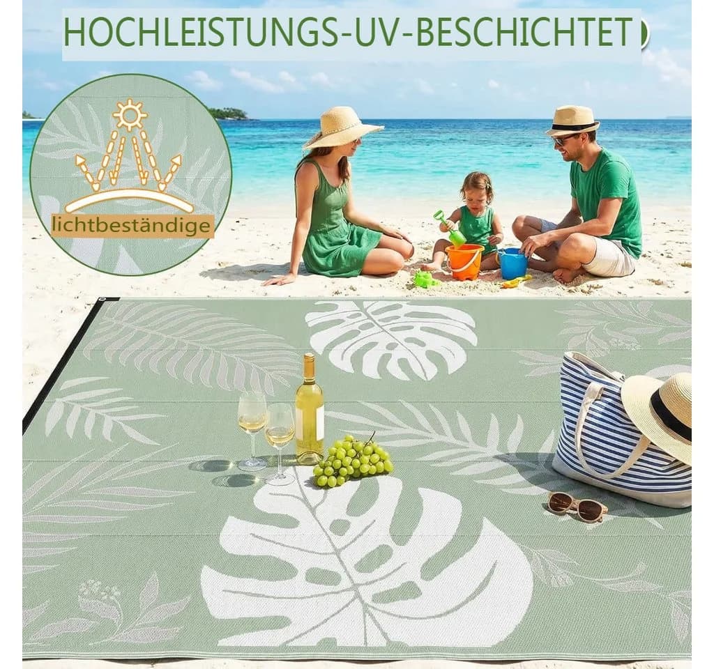 GOTGELIF Outdoorteppich Grün Boho-Stil Wetterfest - Bild 5