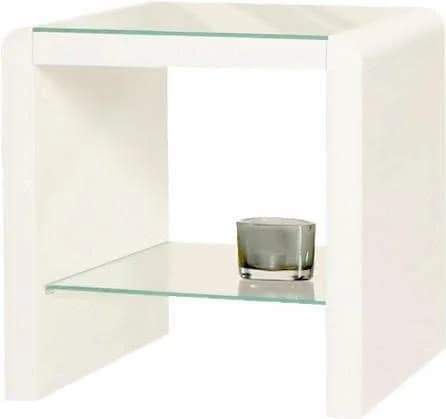 INOSIGN Beistelltisch Weiß Hochglanz Glasablage Höhenverstellbar - Bild 3