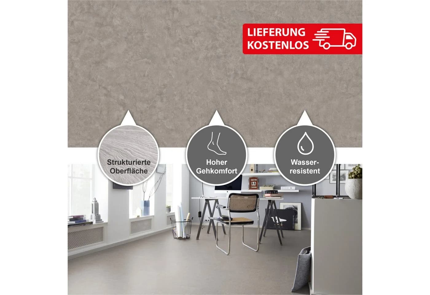 STARCLIC Premium Klick-Vinylboden Steinoptik Beige Wasserfest