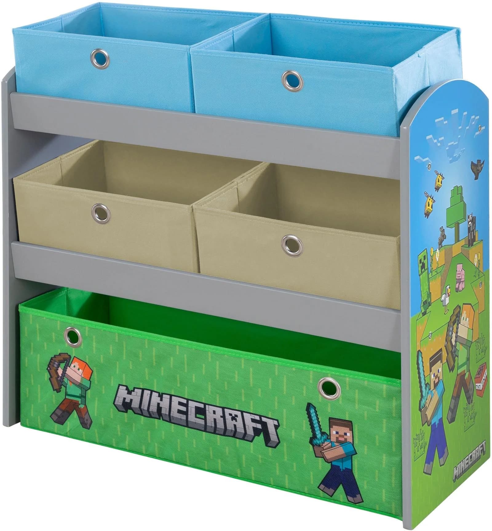 Phoenix Kinderregal Minecraft Bunt mit 5 Stoffboxen