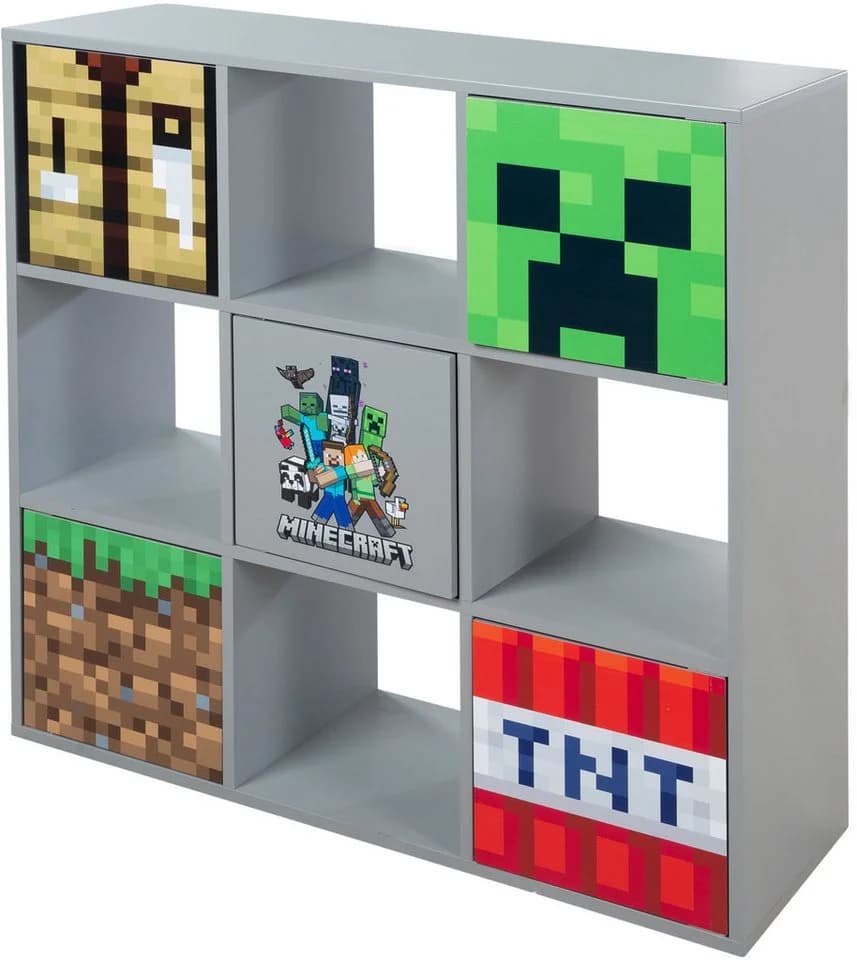 Minecraft Regal 9 Fächer Grau mit Push-to-Open Türen - Bild 3