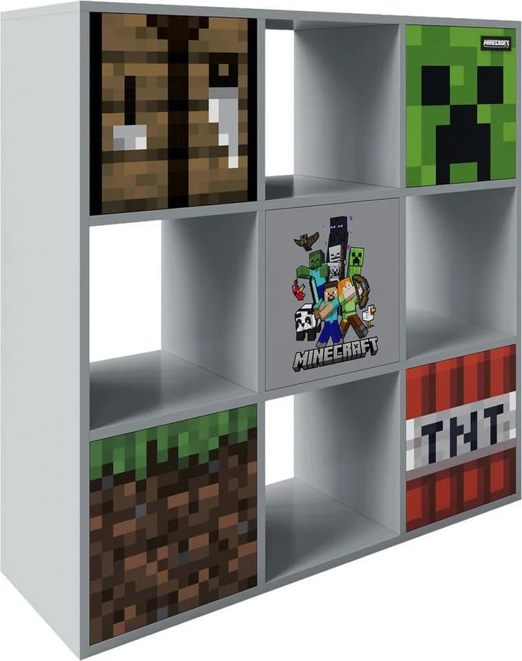 Minecraft Regal 9 Fächer Grau mit Push-to-Open Türen - Bild 5