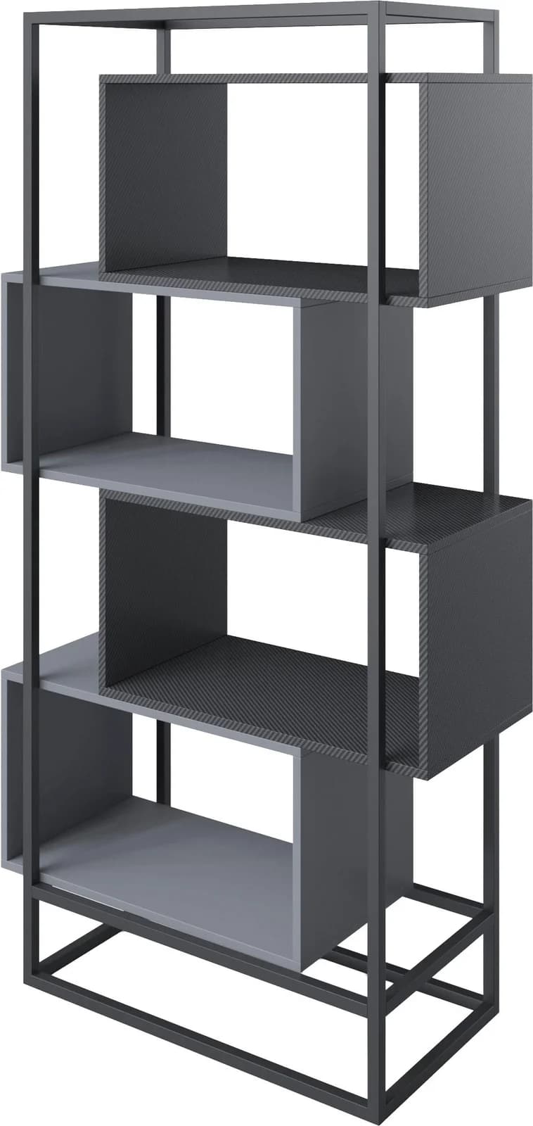 roba Minecraft Bücherregal 4 Fächer Schwarz Metall Holz