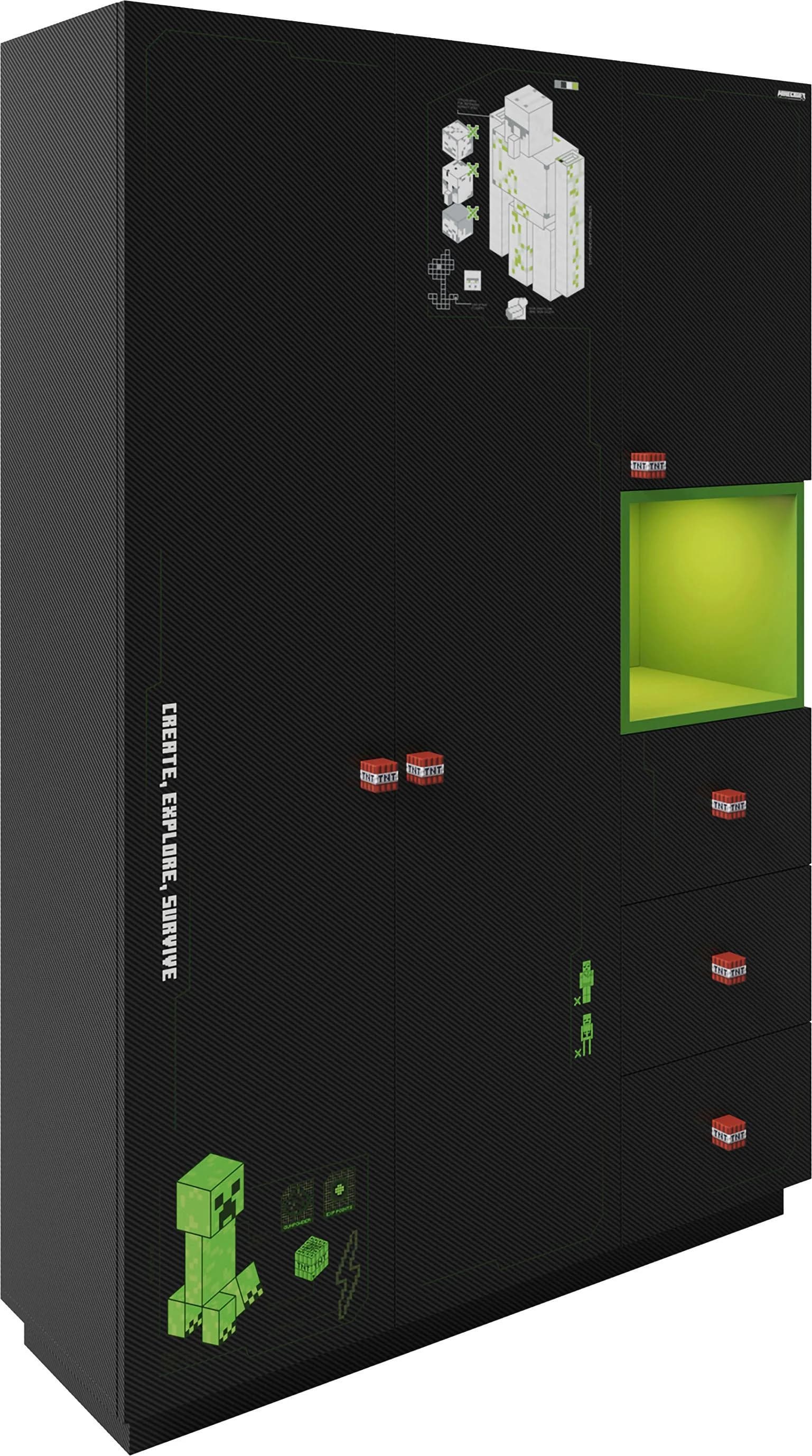 Minecraft Kleiderschrank Schwarz Kunststoff Gaming 2 Fächer - Bild 2