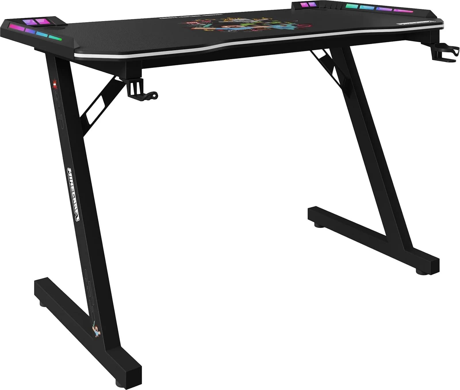 PHOENIX Gamingtisch Minecraft Schwarz mit RGB LED Beleuchtung