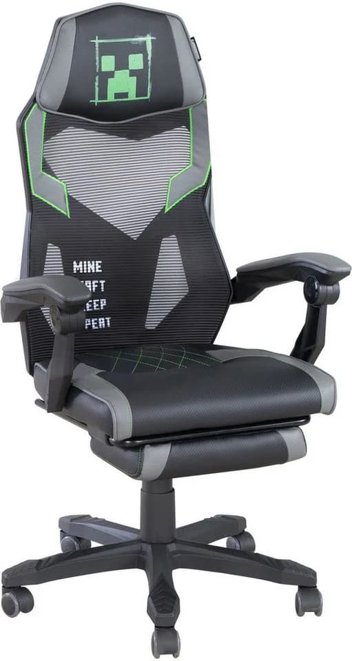 PHOENIX Gaming-Stuhl Minecraft Creeper Design Schwarz Grau - Bild 3