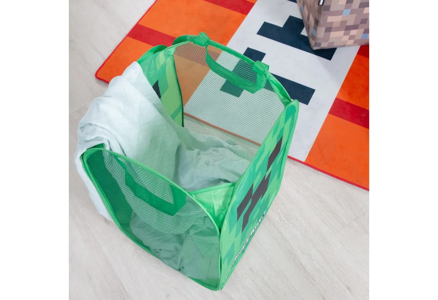 Minecraft Wäschekorb aus Stoff - Wäschebox - Faltbar mit 2 Hänkeln - Mit Creeper Motiv - Bild 3