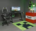Minecraft Gamingtisch mit LED - Carbonoptik, Minecraft Print, Metallgestell Bild 1