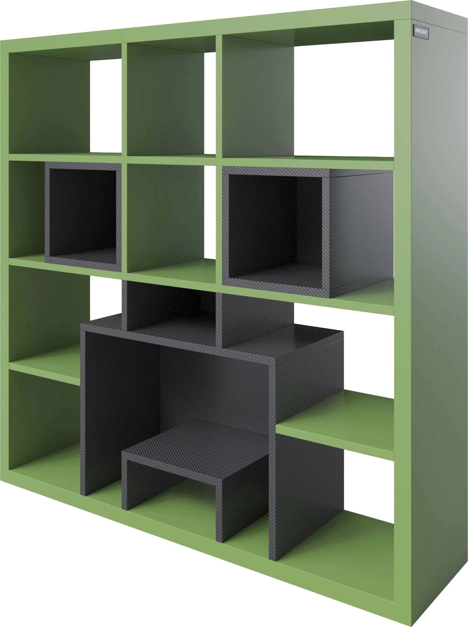 Phoenix Minecraft Bücherregal Grün Schwarz 15 Fächer