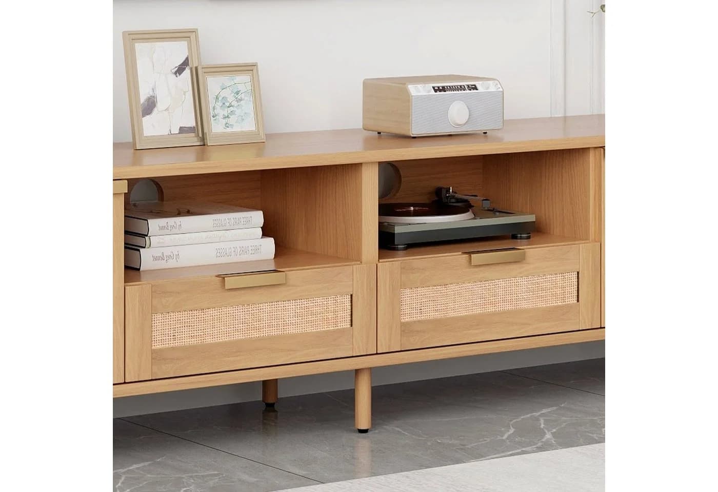 Sweiko TV-Schrank Lowboard Rattan-Design