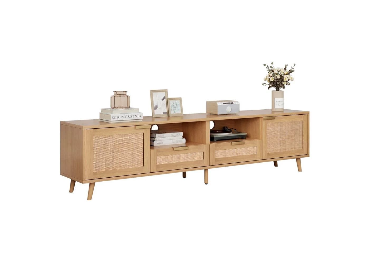 Sweiko TV-Schrank Lowboard Rattan-Design - Bild 2