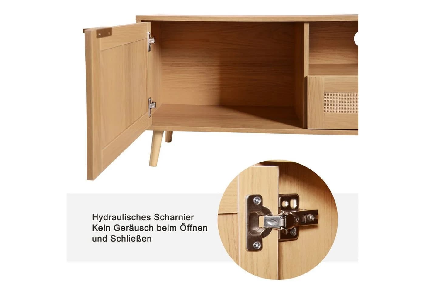Sweiko TV-Schrank Lowboard Rattan-Design - Bild 3