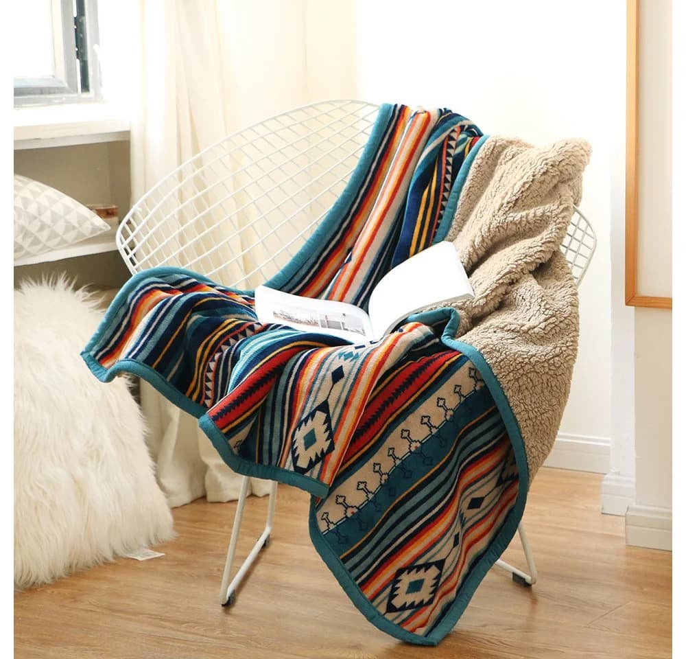 TUWENA Wolldecke Kuscheldecke Flanell-Polyester-Mikrofaser Bunte Streifen - Bild 2