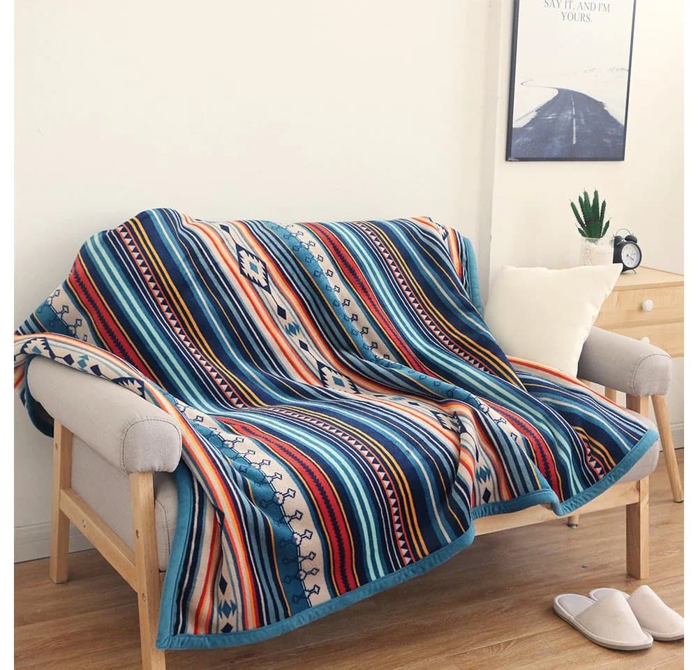 TUWENA Wolldecke Kuscheldecke Flanell-Polyester-Mikrofaser Bunte Streifen - Bild 5