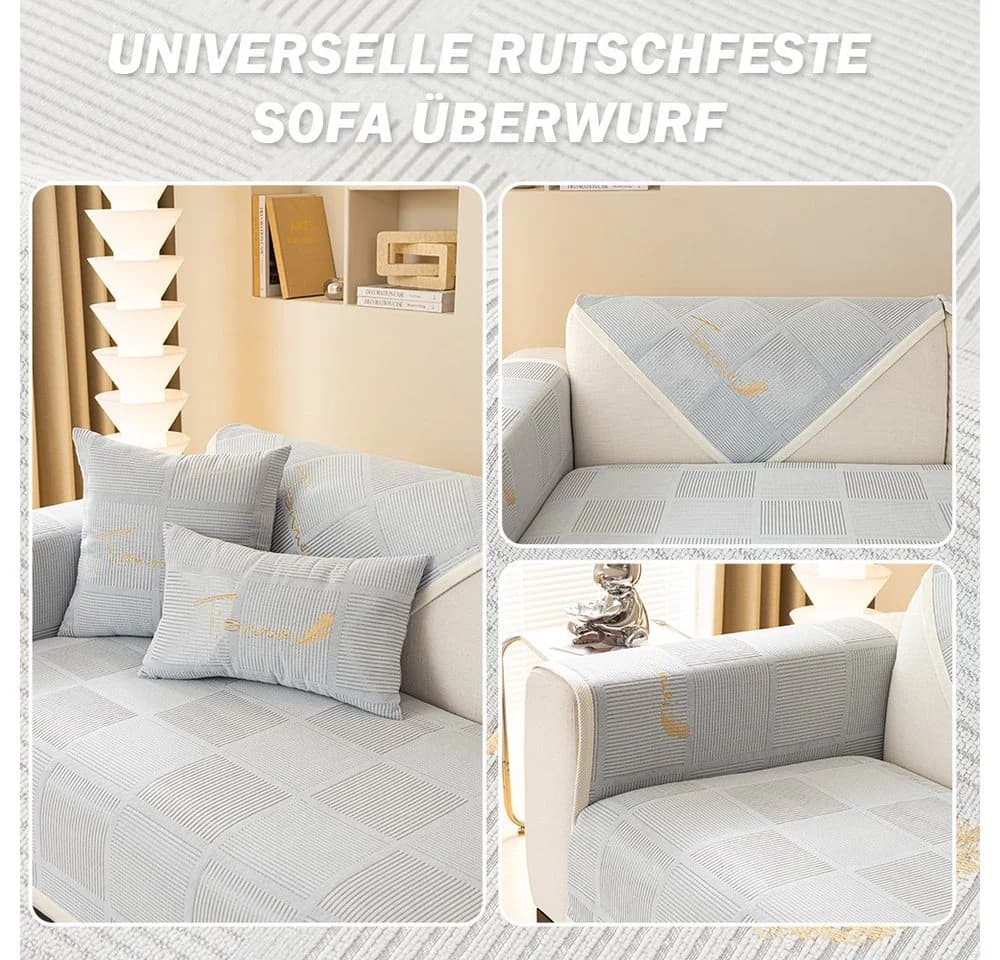 TUWENA Sofahusse Rutschfest Hellgrau Chenille