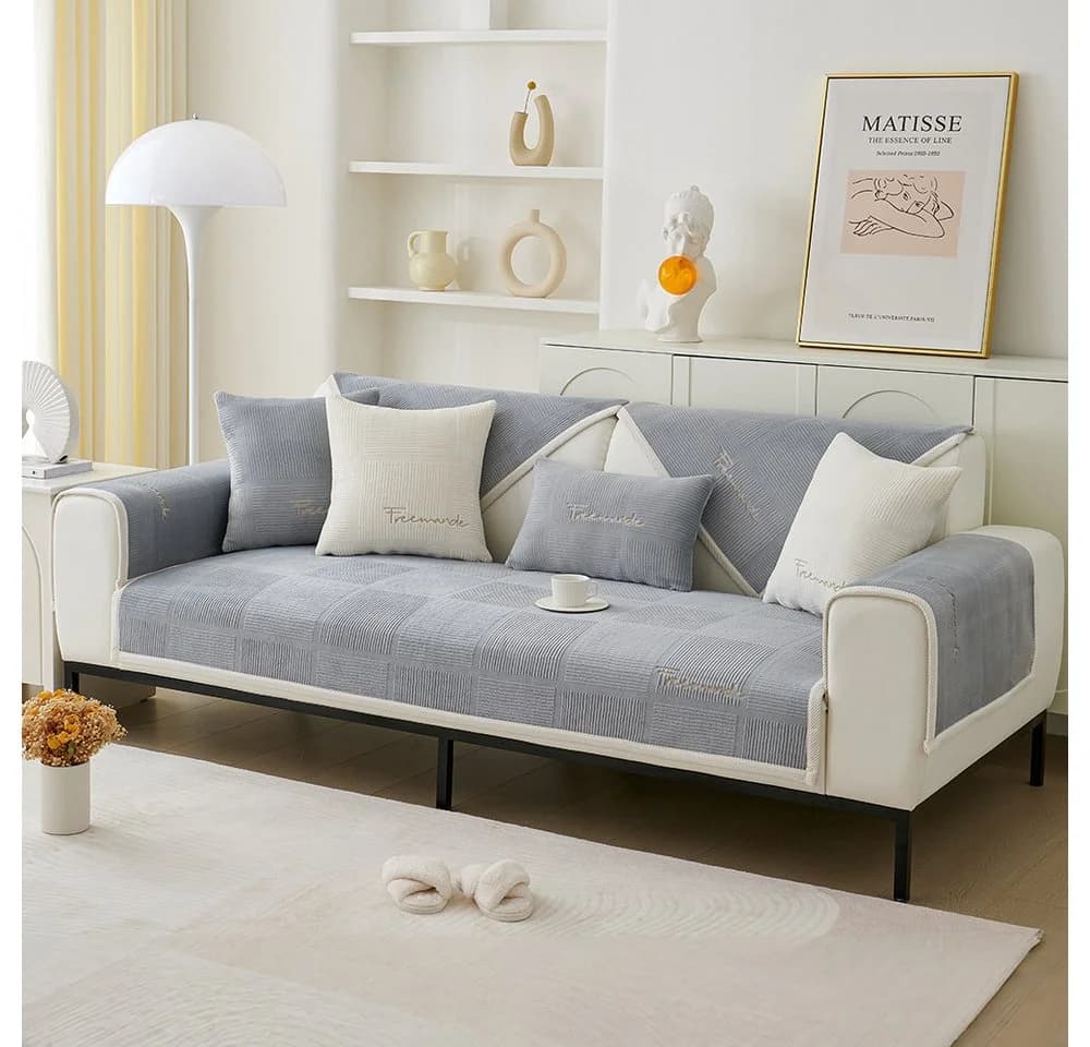 TUWENA Sofahusse Sofa Überzug 1-4 Sitzer, Sofaschoner Rutschfest, Couchüberzug L-Form, Universell, Ecksofa, Strapazierfähig & Waschbar - Bild 2