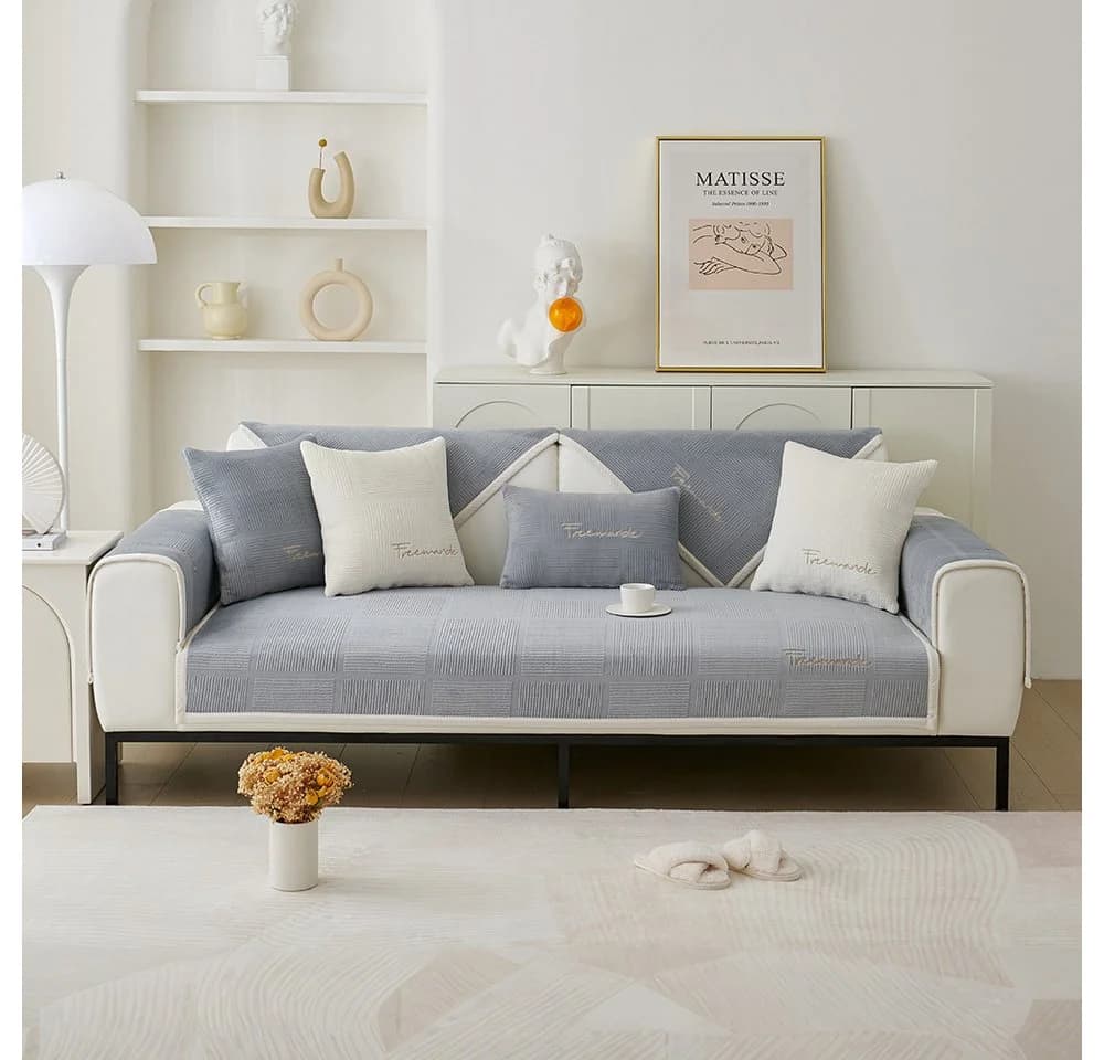 TUWENA Sofahusse Sofa Überzug 1 2 3 4 Sitzer, Sofaschoner rutschfest, Couchüberzug L Form, Universelle Sofaüberwurf, Ecksofa Sofabezug Strapazierfähig & Waschbar - Bild 5