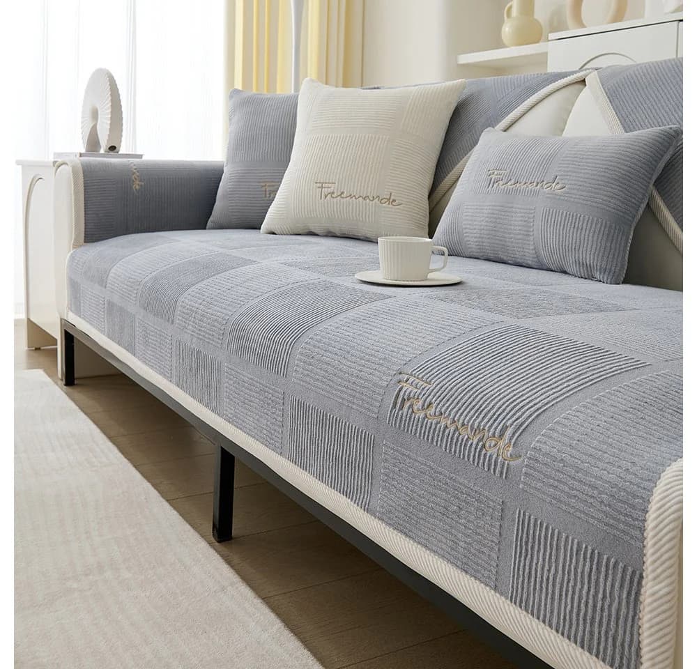 TUWENA Sofahusse Sofaüberzug 1-4 Sitzer Rutschfest Grau - Bild 4