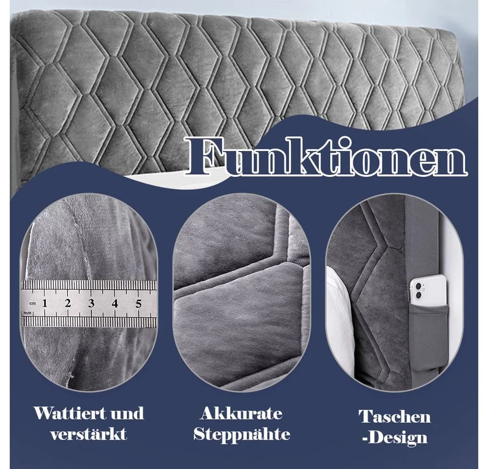 TUWENA Bettkopfteilhusse mit Taschen Dehnbar Staubdicht