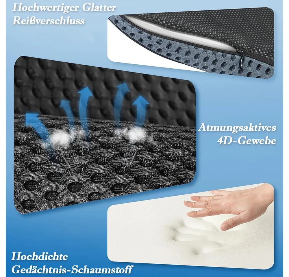 TUWENA Autositzkissen Memory Foam Keilkissen Schwarz - Bild 3