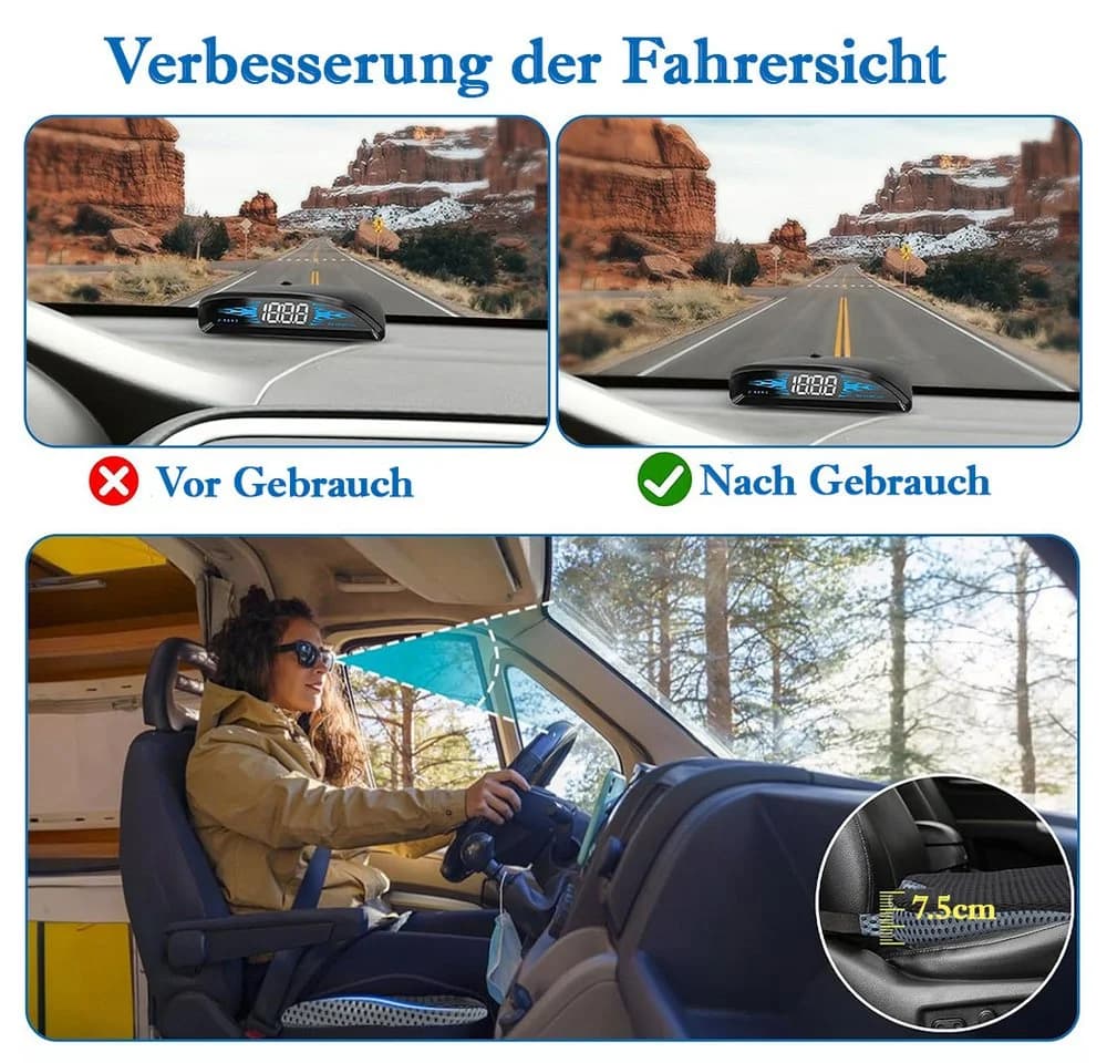 TUWENA Autositzkissen Memory Foam Keilkissen Schwarz - Bild 4