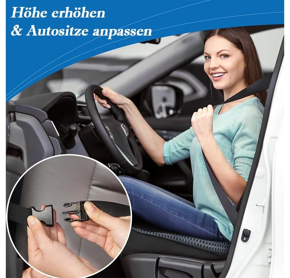 TUWENA Autositzkissen Memory Foam Keilkissen Schwarz - Bild 5