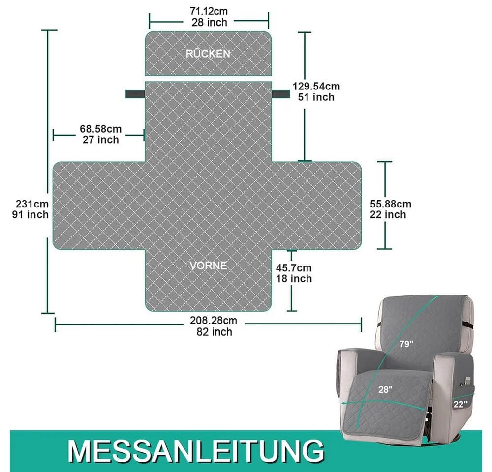 TUWENA Sesselschoner Wasserdichter Sesselüberwurf Mit Taschen