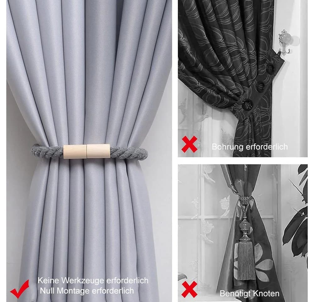TUWENA Magnetische Vorhang Raffhalter 2 Stück Baumwolle - Bild 5