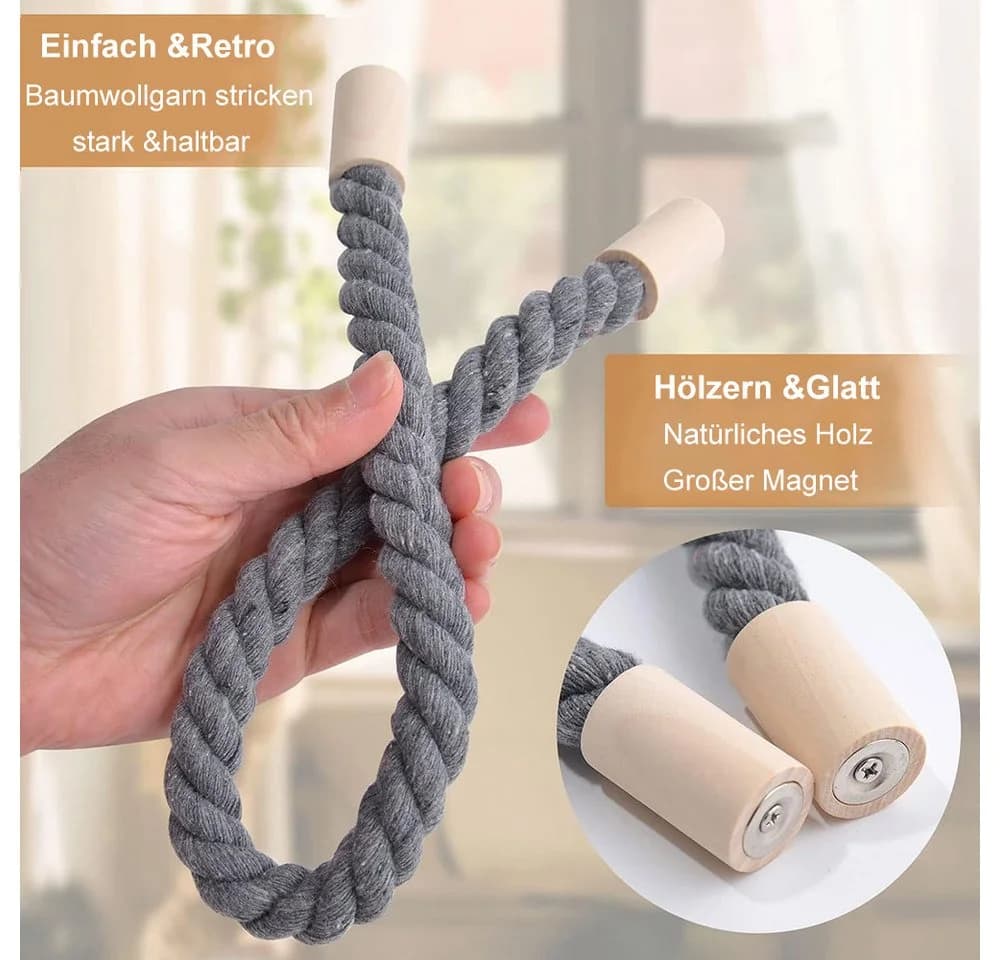 TUWENA Magnetische Vorhang Raffhalter 2 Stück Baumwolle - Bild 3