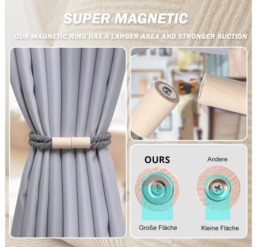 TUWENA Magnetische Vorhang Raffhalter 2 Stück Baumwolle - Bild 4
